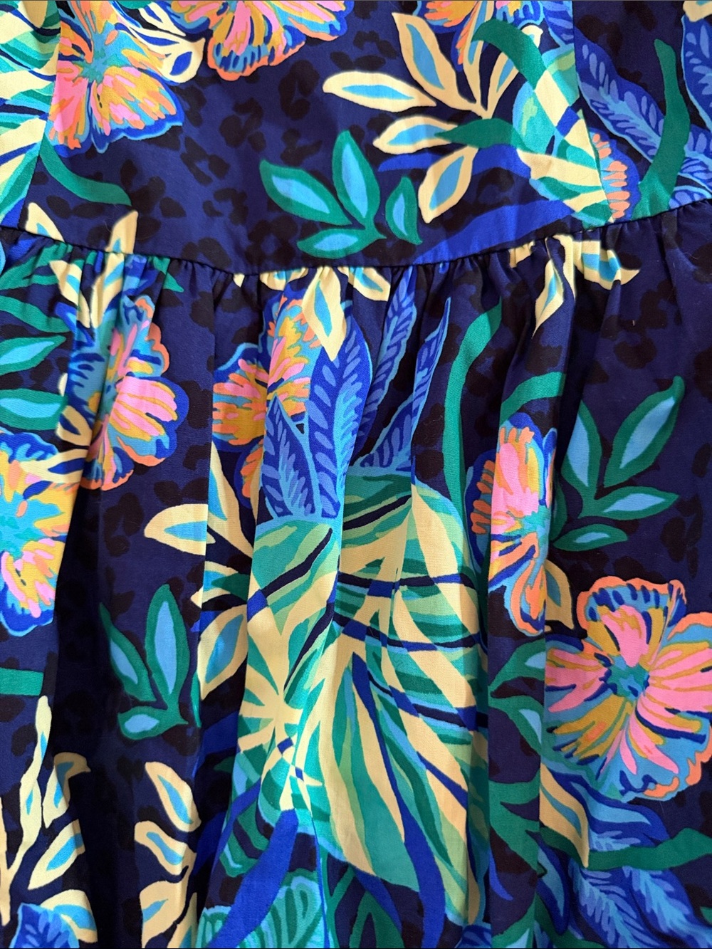 Girls Lilly Pulitzer Navy Floral Puff-Sleeve Dress - Picture 5 of 6